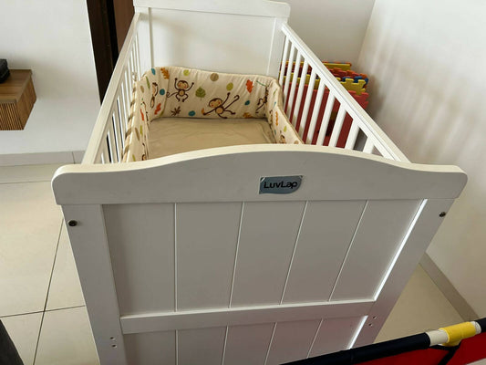 LUVLAP C-65 Cot/Crib with 3 Height Adjustment, Dimensions: 124L x 64W x 98H cm